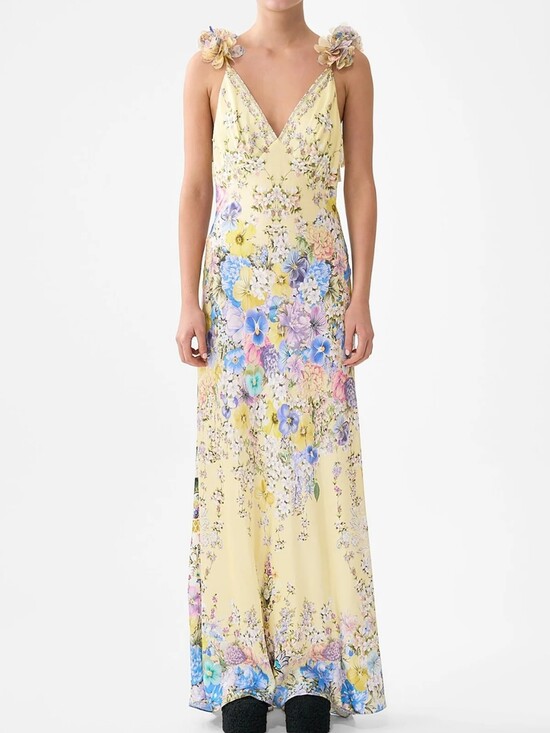 Camilla Dresses & Skirts - CAMILLA Appliqued embellished floral-print silk-satin maxi dress